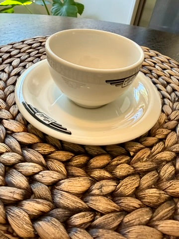 Vintage John Tams England "Cafe" Pattern Cup And Saucer 8-piece Set