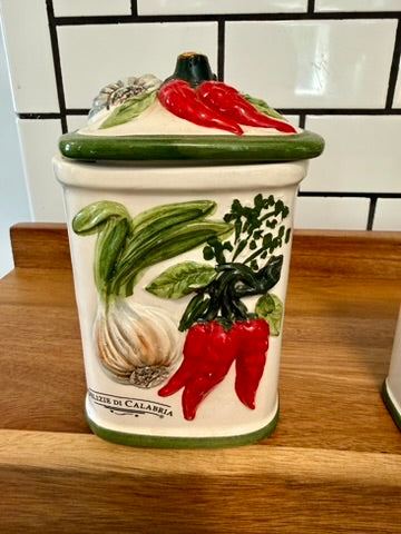 Vintage Delizie di Calabria Italian Ceramic Kitchen Canisters – Set of 2
