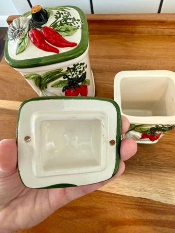 Vintage Delizie di Calabria Italian Ceramic Kitchen Canisters – Set of 2