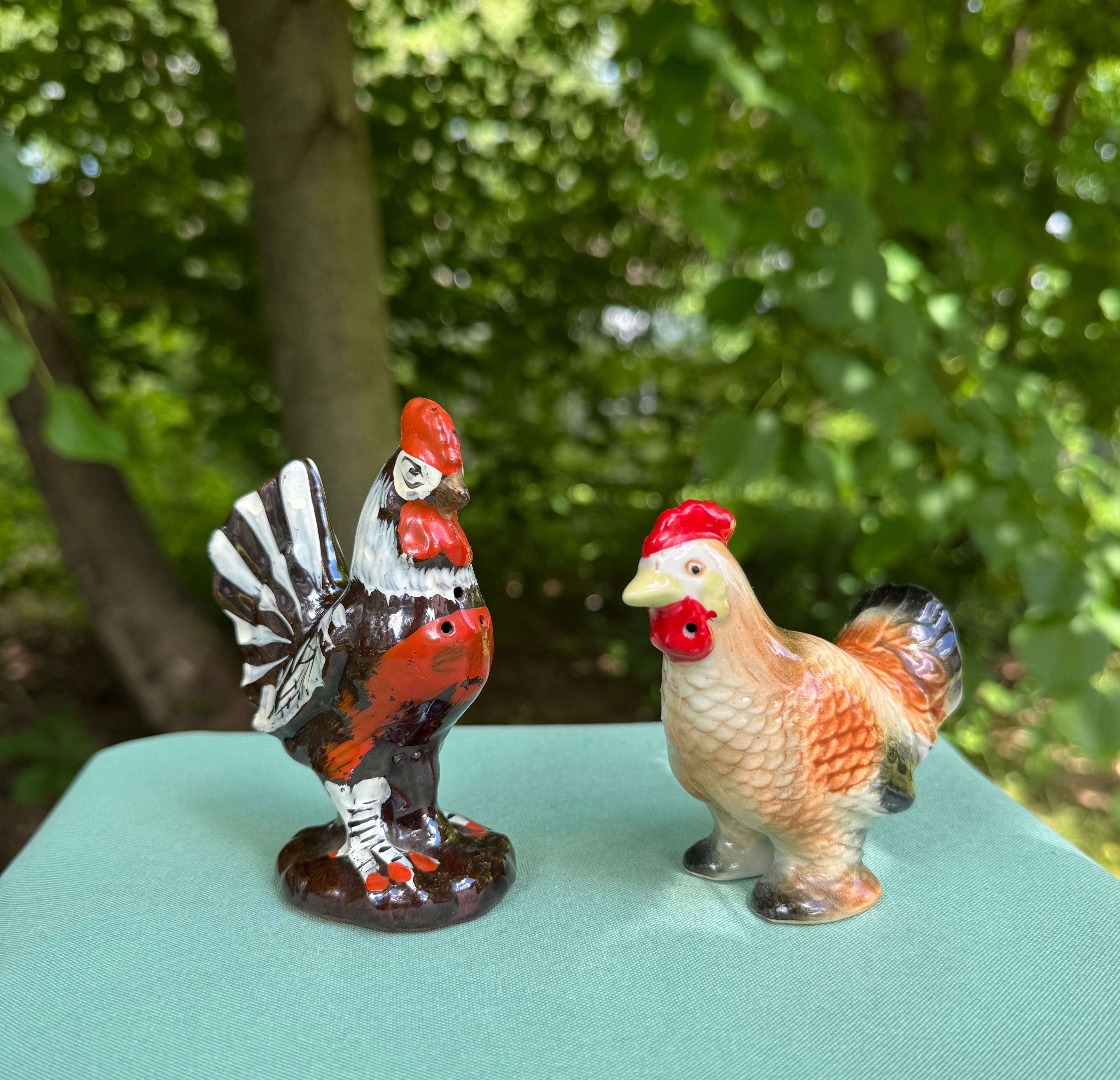 Vintage Made in Japan Rooster and Hen Salt and Pepper Shaker