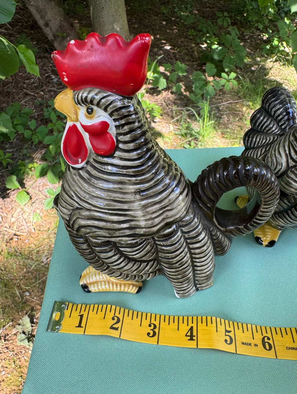 Vintage Rooster and Hen Salt, Pepper, Cream, and Sugar Set