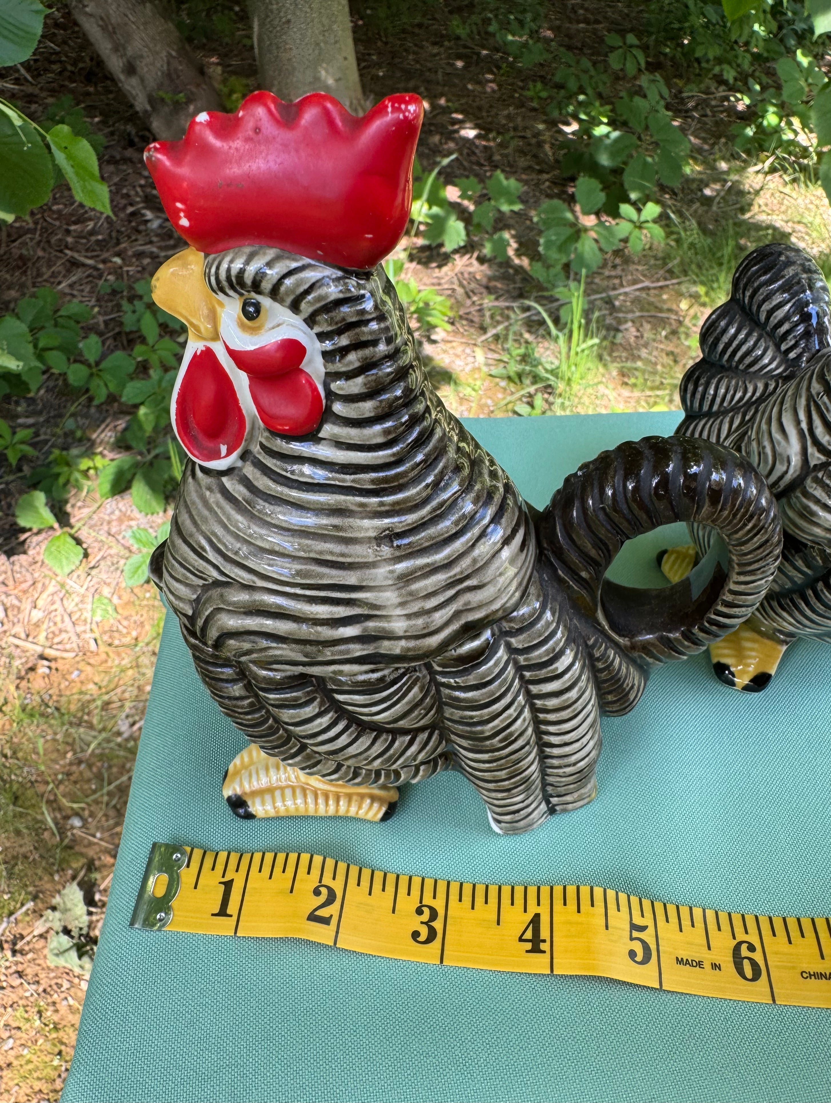 Vintage Rooster and Hen Salt, Pepper, Cream, and Sugar Set