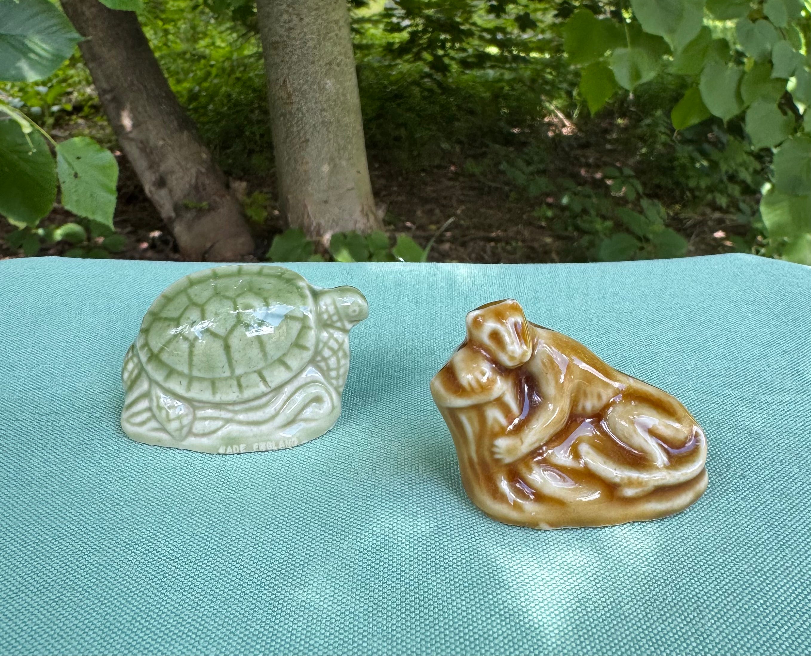 Vintage Wade Whimsies Endangered Species Figurines (Set of 2) Green Sea Turtle & Florida Panther