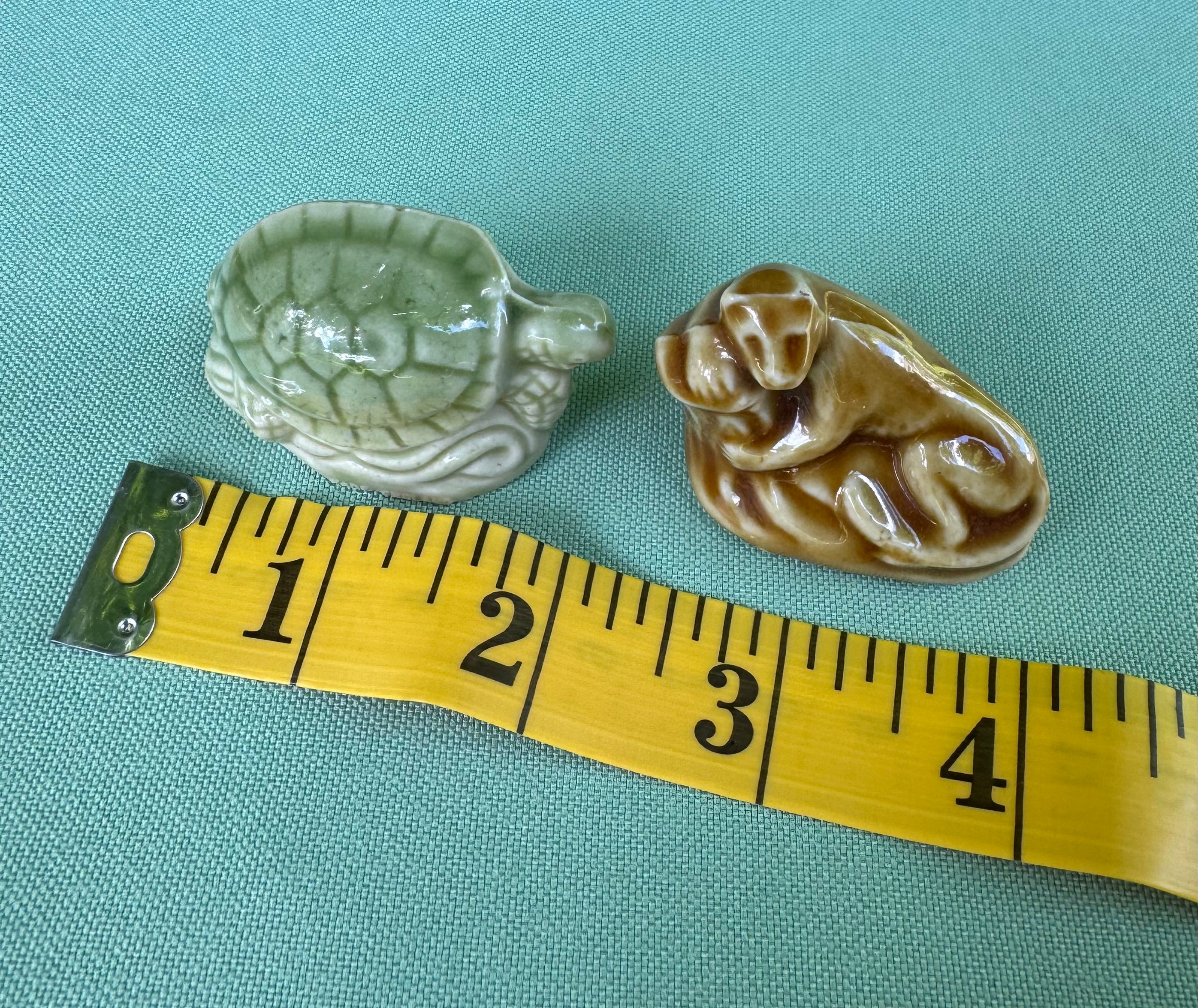 Vintage Wade Whimsies Endangered Species Figurines (Set of 2) Green Sea Turtle & Florida Panther