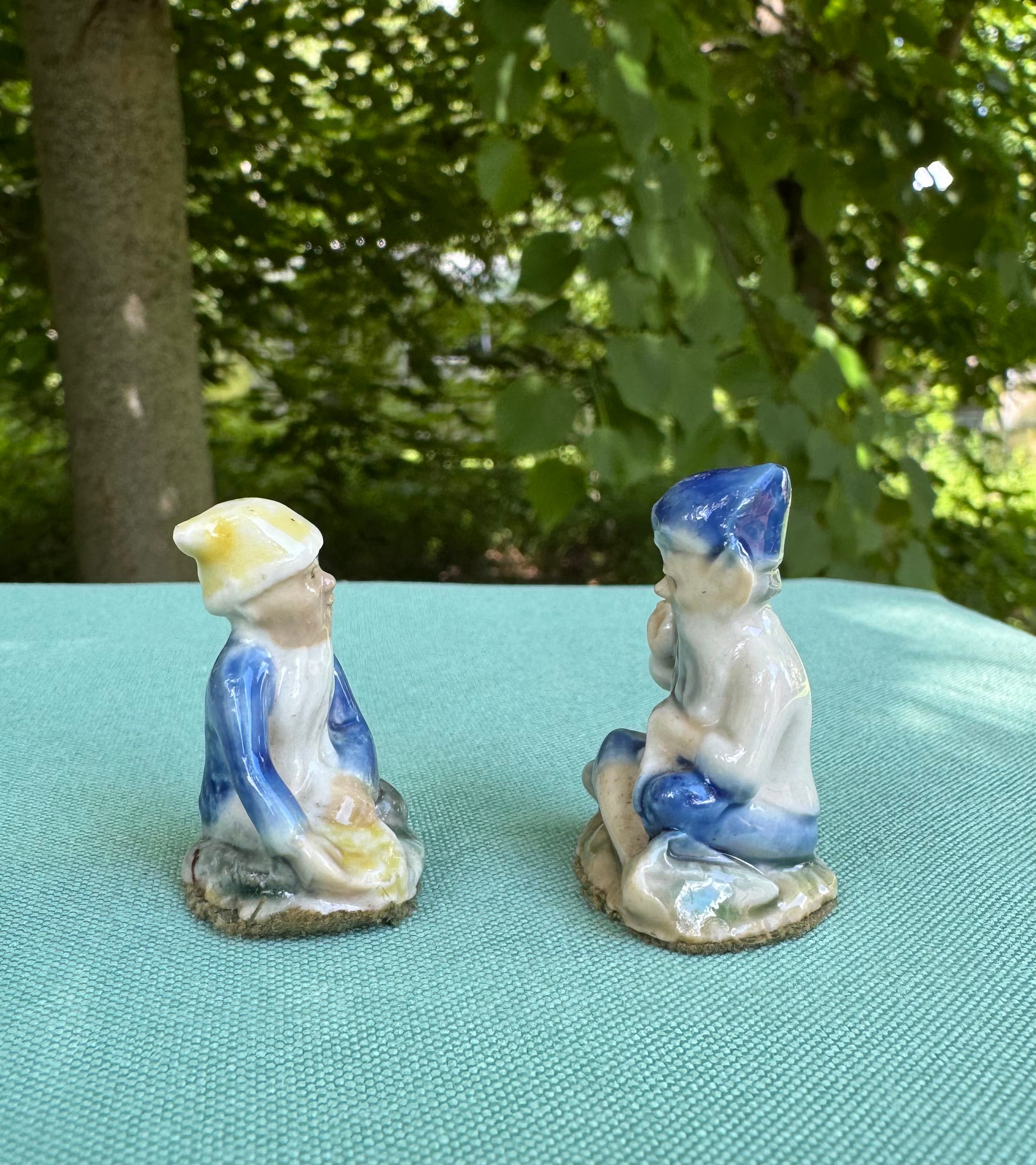 Vintage Wade Whimsies 'Lucky Fairy Folk' Porcelain Leprechaun Miniature (set of 2)