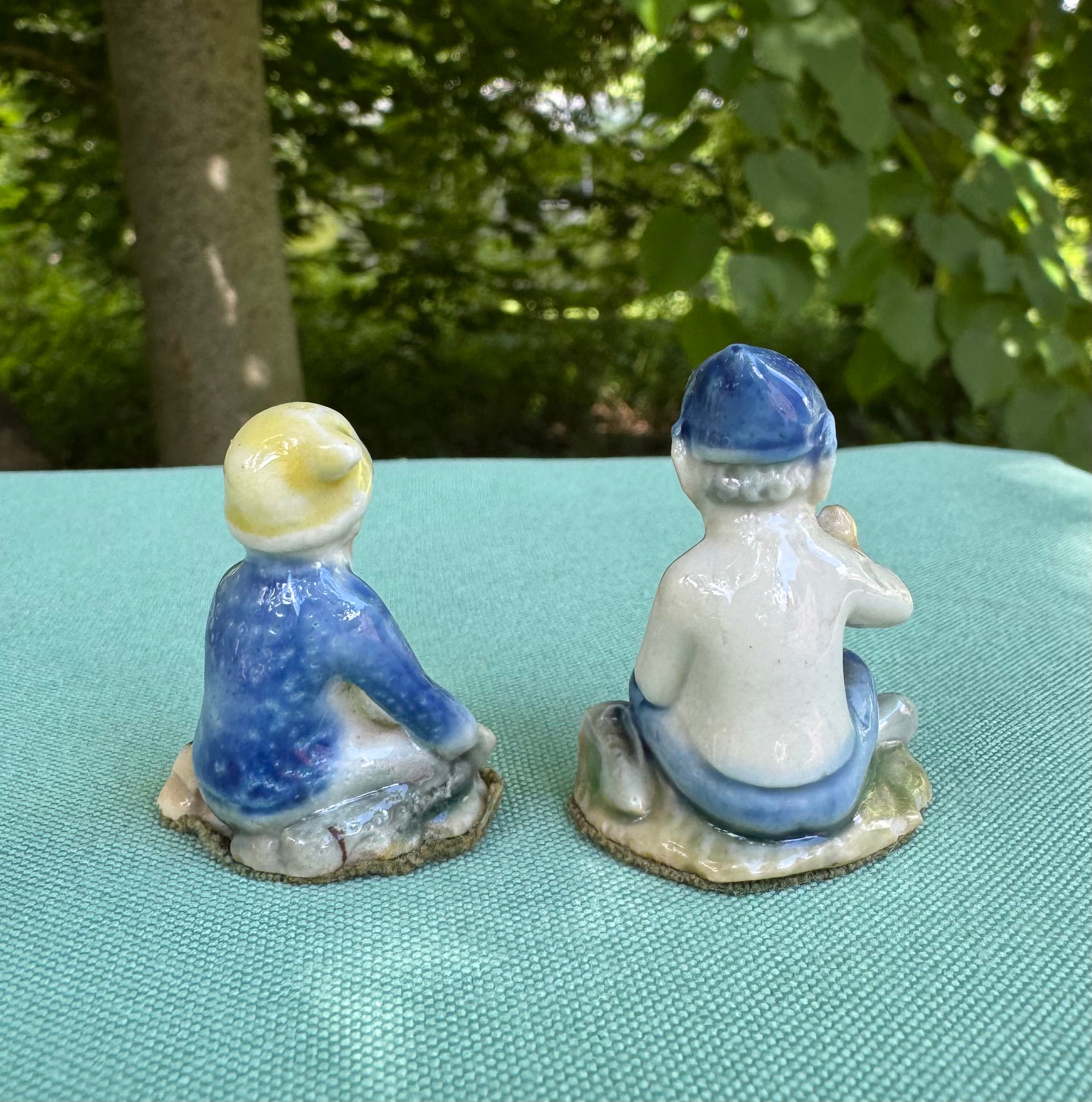 Vintage Wade Whimsies 'Lucky Fairy Folk' Porcelain Leprechaun Miniature (set of 2)