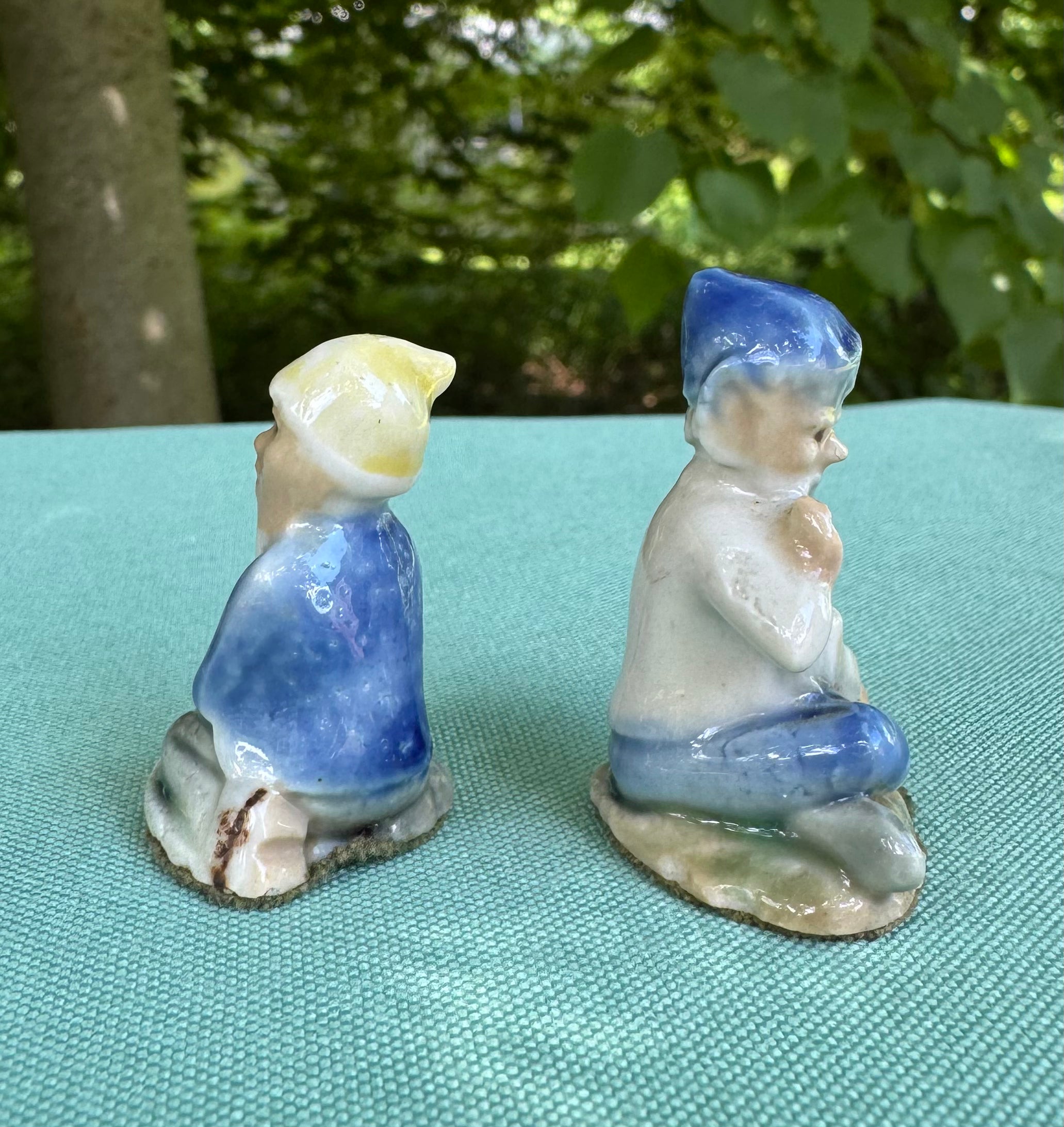 Vintage Wade Whimsies 'Lucky Fairy Folk' Porcelain Leprechaun Miniature (set of 2)