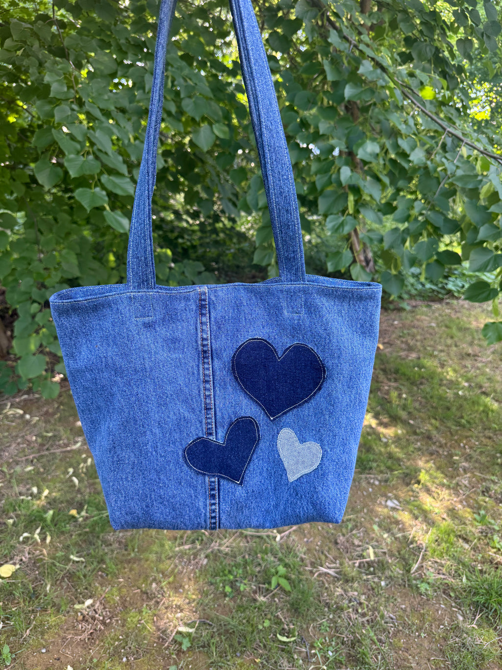 Tote Bag / Hearts on Blue Jeans