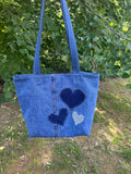Tote Bag / Hearts on Blue Jeans