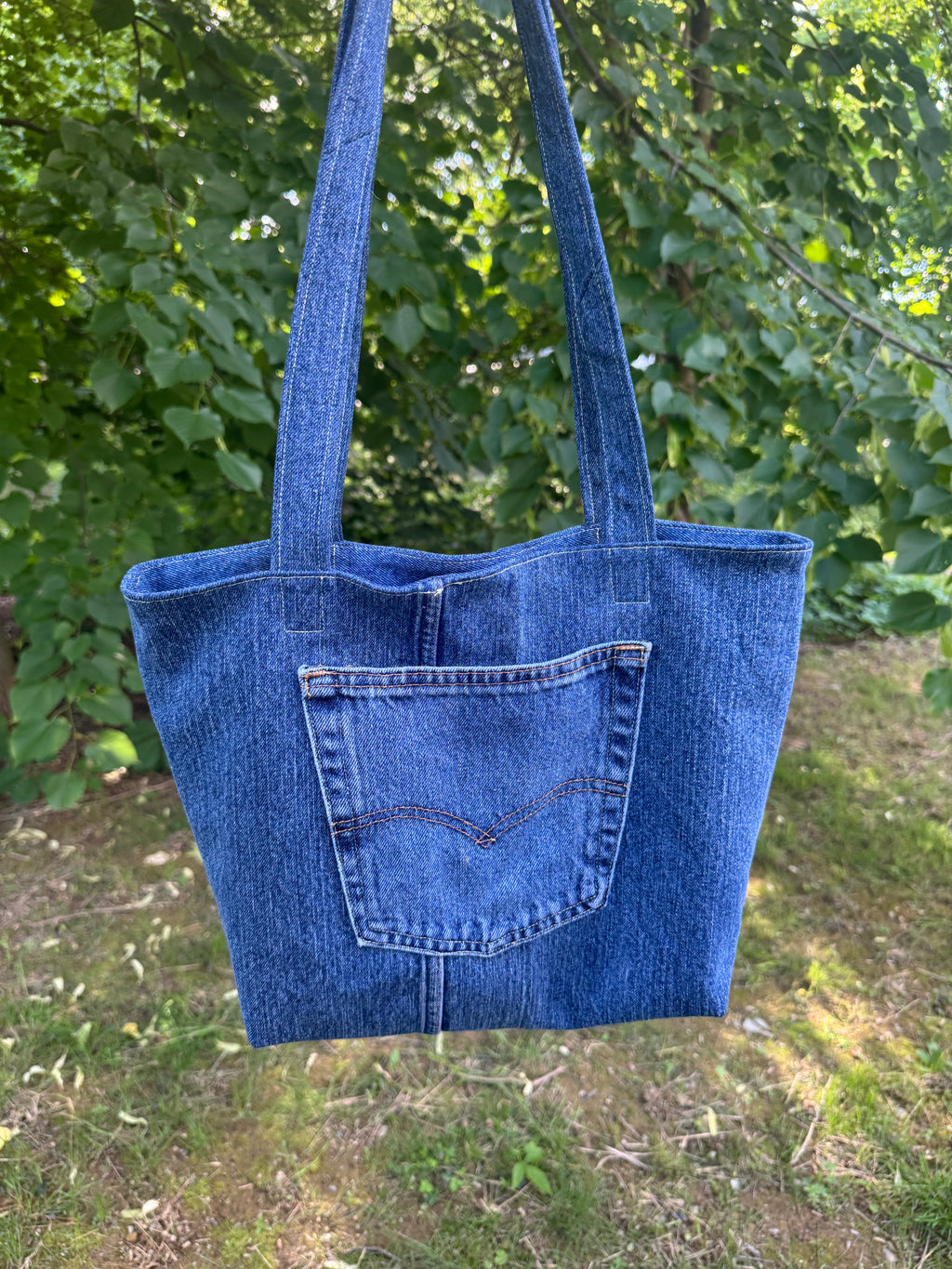 Tote Bag / Hearts on Blue Jeans